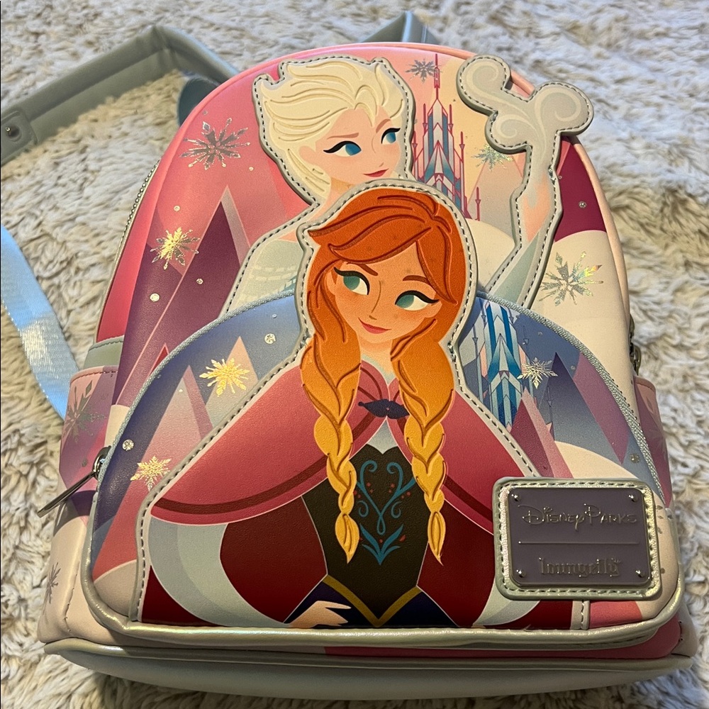 Disney Frozen Pink and Blue Backpack with Elsa and Anna